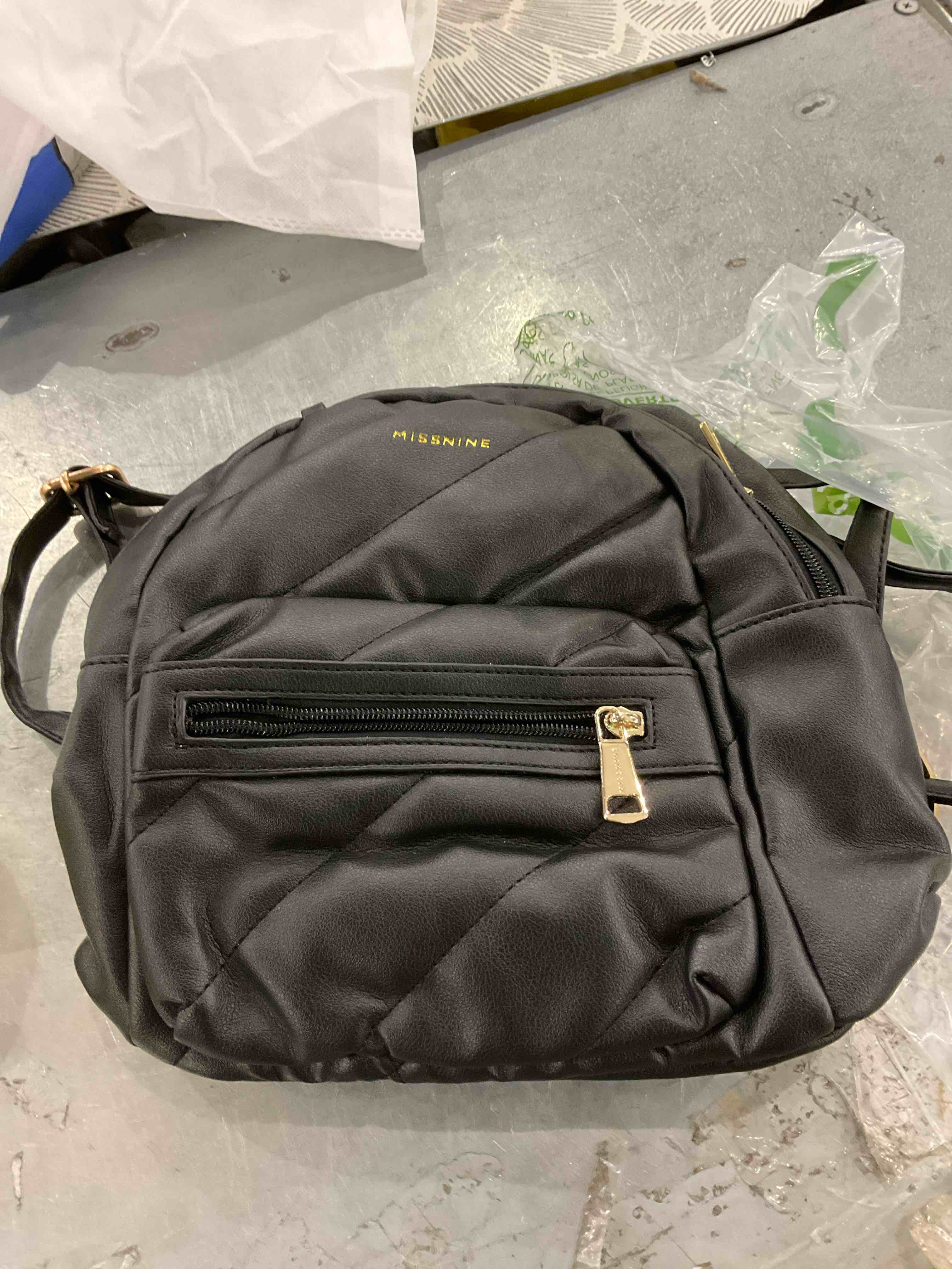 missnine black backpack purse 