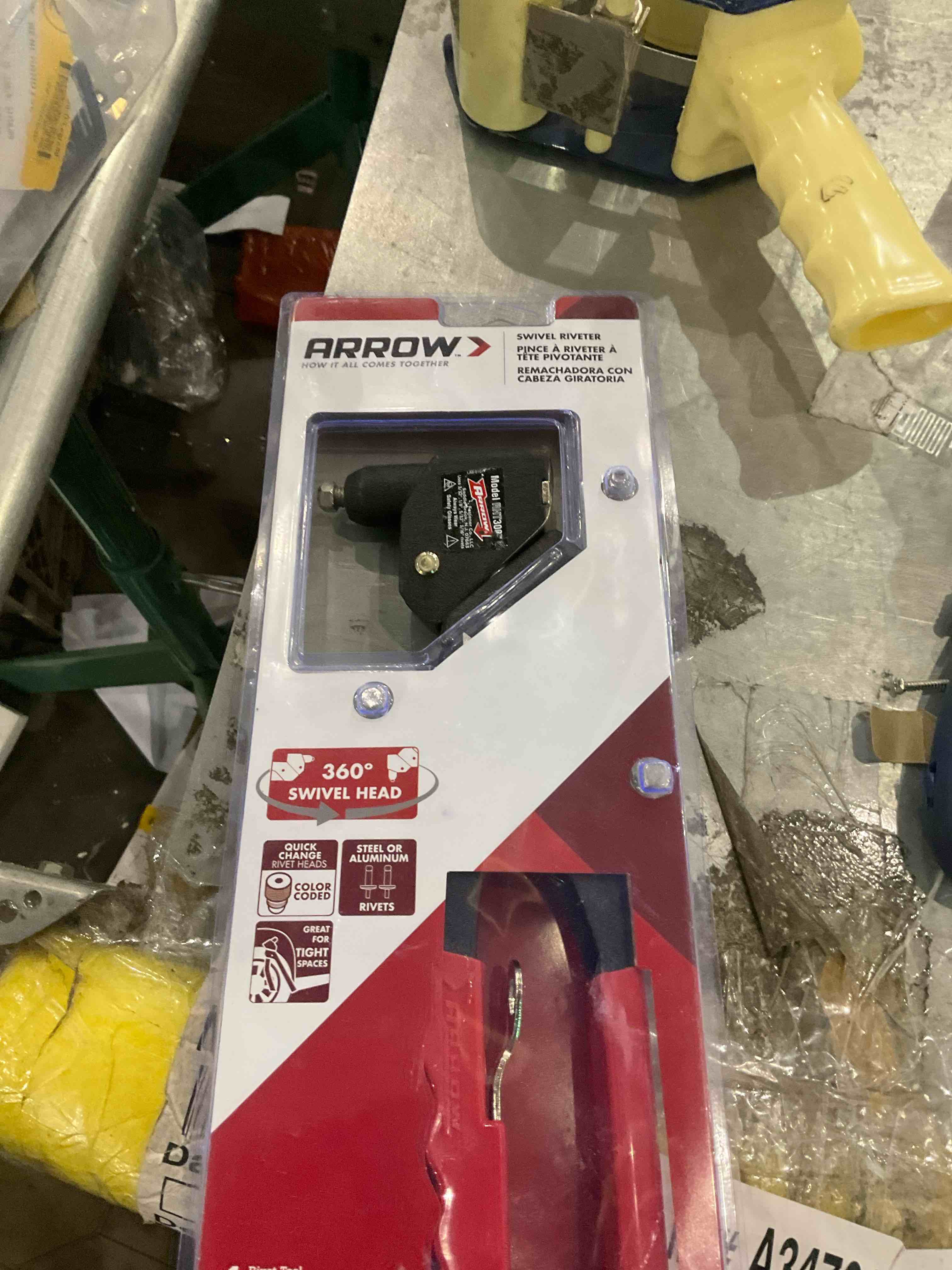 Arrow RHT300 One-Handed Swivel Rivet Tool, Manual Riveter for Metal, Fabric, Leather, and Auto Repair, Uses 1/8-Inch, 3/16-Inch, 5/16-Inch Rivets