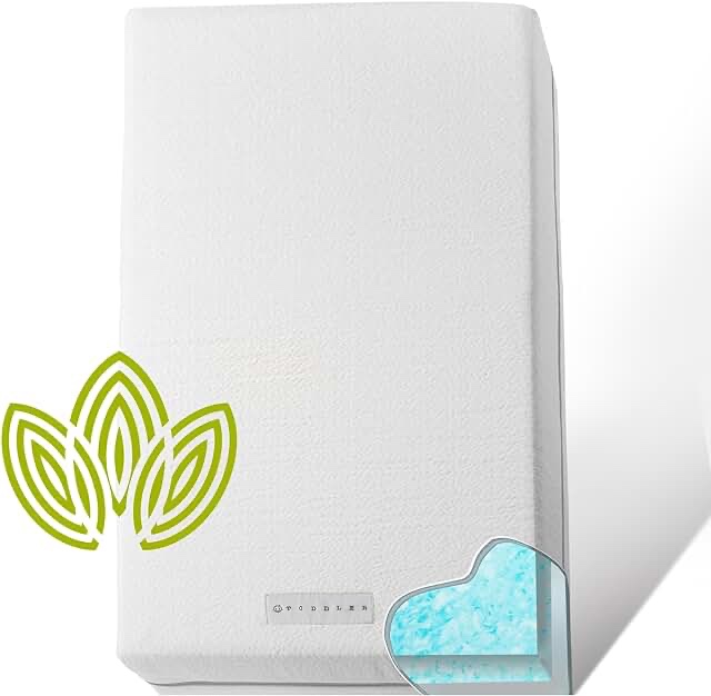 Organic Cotton Dual-Sided Crib Mattress, 2-Stage Premium Memory Foam CertiPUR-US Hypoallergenic Baby Mattress, Firm Support For infant Cooling Gel for Toddler Waterproof Washable Cover NEW ZIPPER 2023
