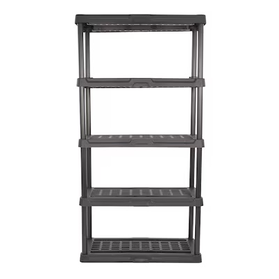 Project Source Plastic Heavy Duty 5-Tier Utility Shelving Unit (36-in W x 18-in D x 72-in H) Black, Project Source Plastic Heavy Duty 5-Tier Utility Shelving Unit (36-in W x 18-in D x 72-in H) Black,