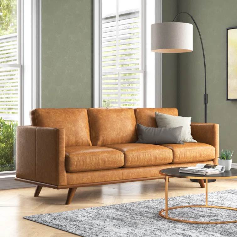 Edgemond 85" Full-Grain Genuine Italian Leather Square Arm Sofa