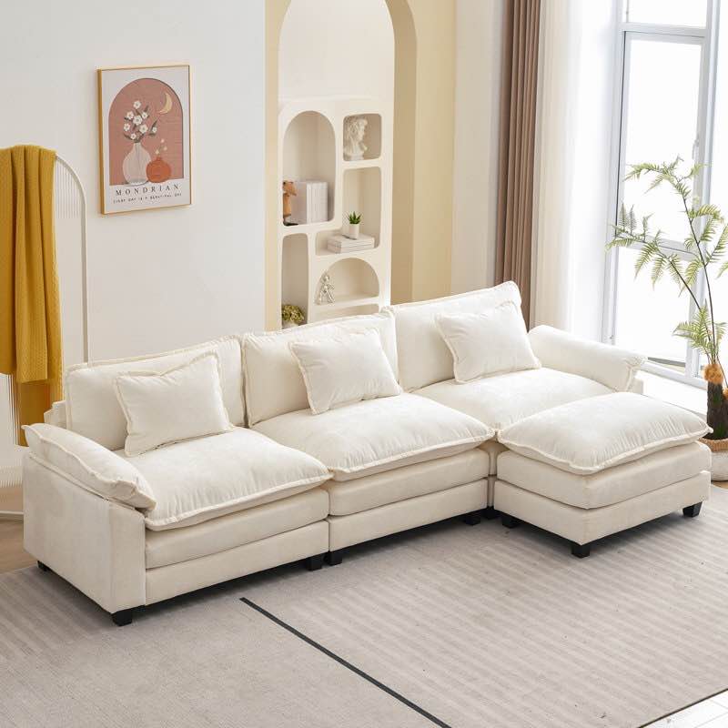 120" Sectional Sofa Comfy Cloud Couch for Living Room Modern Sofa Sleeper, (incomplete)