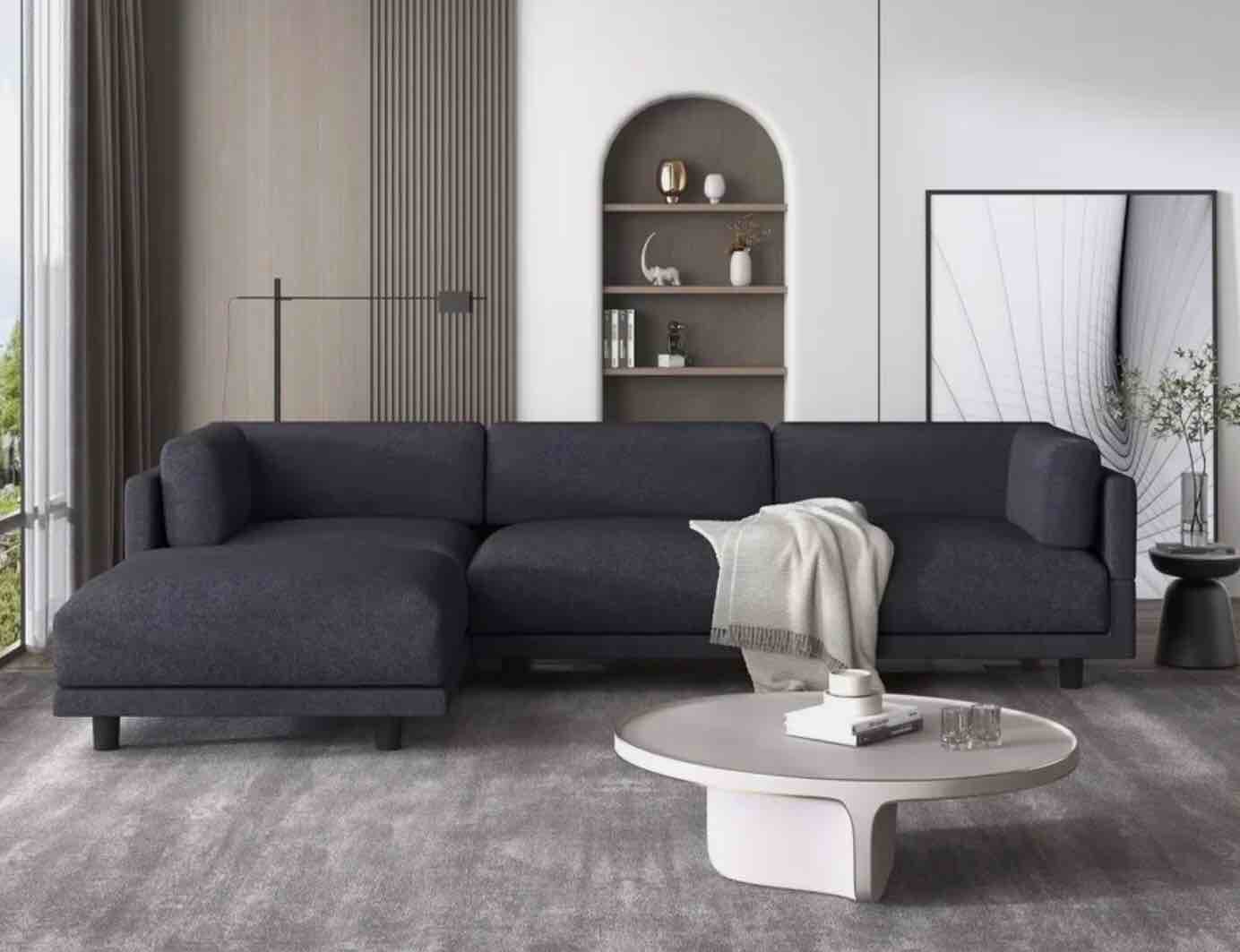 102" Upholstery Sectional Sofa, L-Shaped Couch with Reversible Chaise, Gray