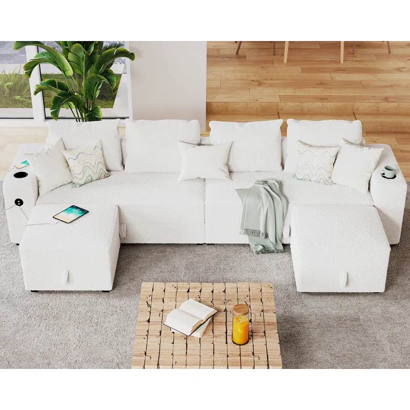 Chanika Upholstered Sectional, White