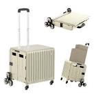 TODAYGO Foldable Utility Cart Stair Climber Wheeled, Collapsible Rolling Crate with Telescoping Handle, Heavy Duty Handcart Used as Seat, Tool Cart, for Teachers, School, Shopping, Home, 45L, Grey