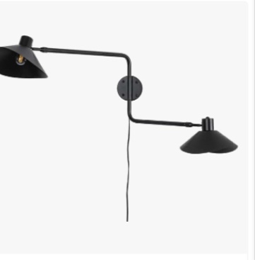 Gold 2-Light Plug in Wall Sconce, Big Adjustable Swing Arms Wall Light Fixture for Living Room Bedroom Bedside Wall Light Adjustable Swivel Arms Extendable Length 22” to 58”