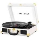 Victrola Vintage 3-Speed Bluetooth Portable Suitcase Record Player with Built-in Speakers | Upgraded Turntable Audio Sound|White, Model Number: VSC-550BT-WH