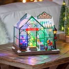 8" LED Christmas Greenhouse With Rotating Tree & Music Table Décor