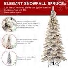 Slender Realistic Artificial Spruce Flocked/Frosted Christmas Tree with 500 LED Lights
