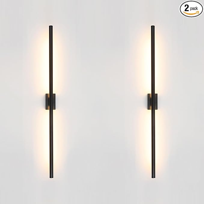 Set of 2 Dimmable Hardwired Linear Gold LED Wall Lamp 1-Gang Long 40 Inch (black) (similar stock photo);