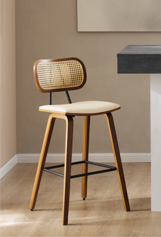 Upholstered Rattan Counter & Bar Stool 