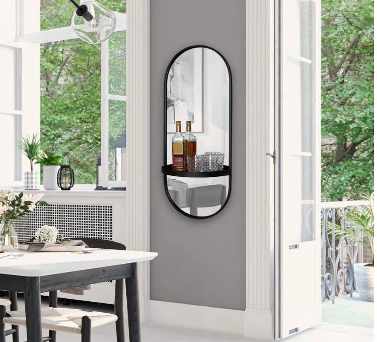 Estero Metal Wall Mirror with Shelf