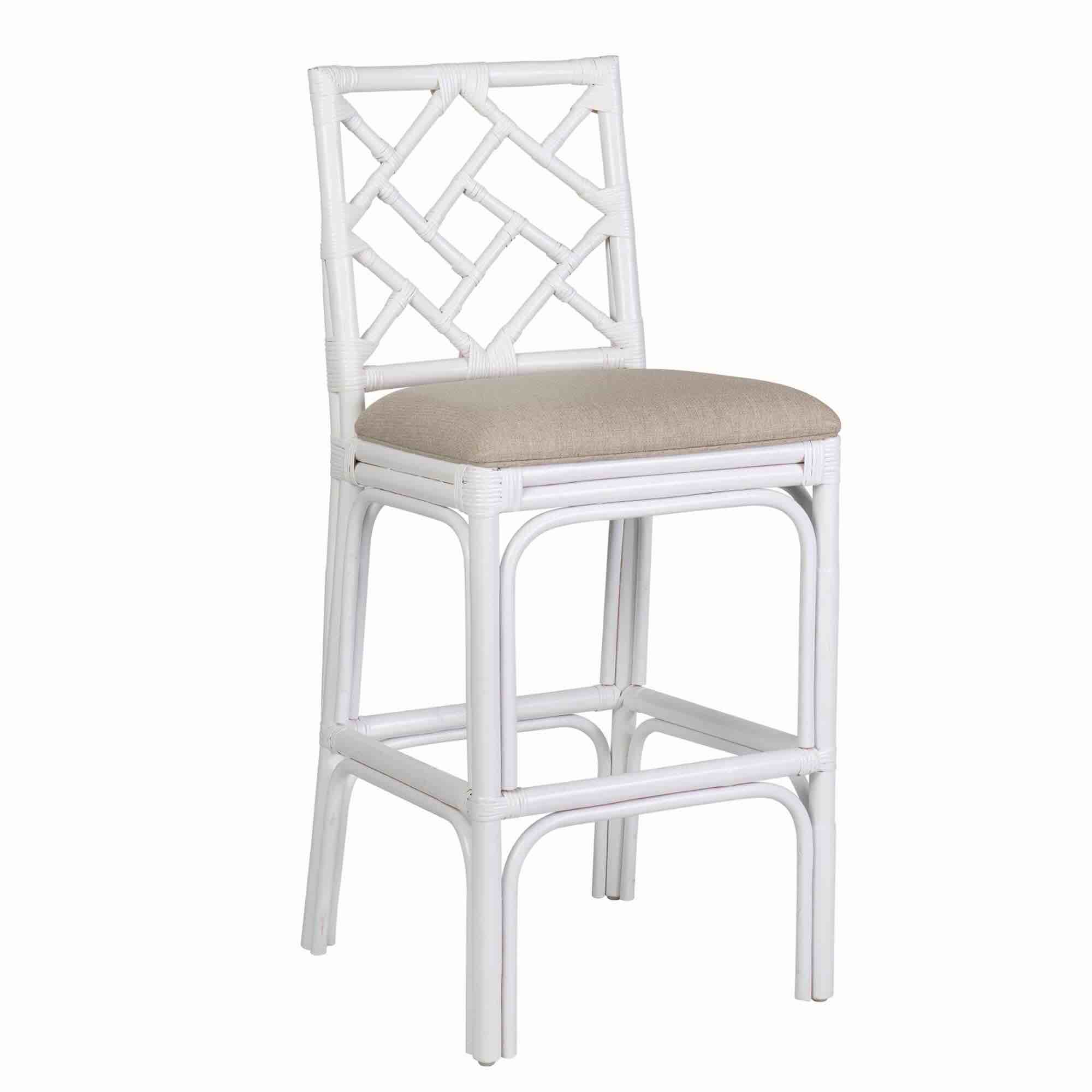 Hampton Chippendale Barstool, White