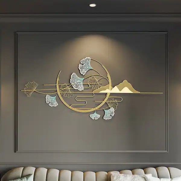 Moasis Gold Metal Plate Wall Decor with Textured Pattern