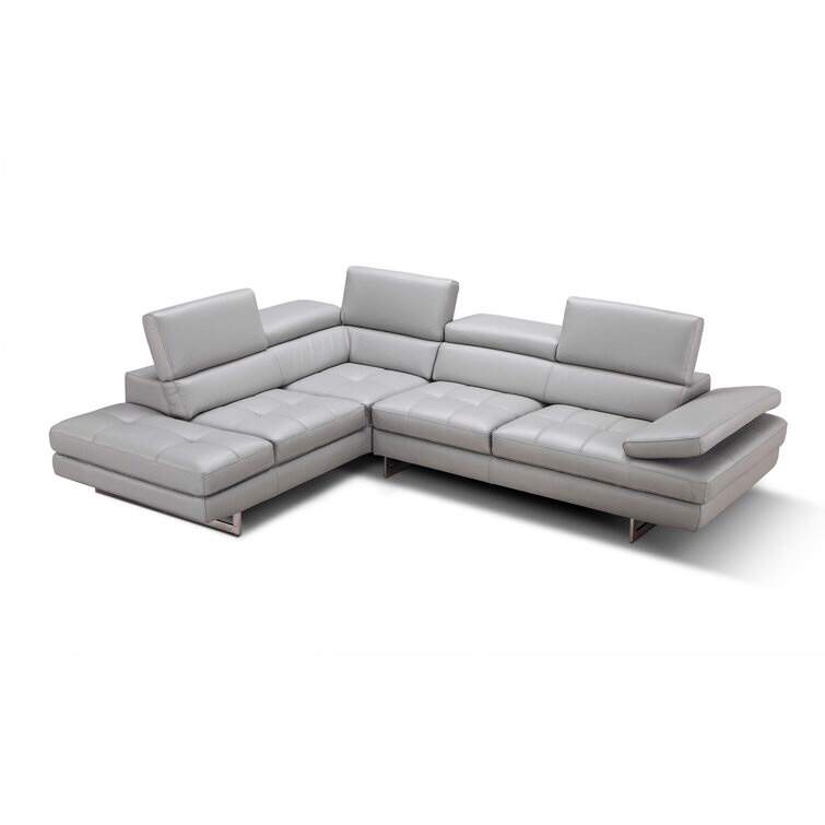 Grado Genuine Leather Sofa Sectional, Gray