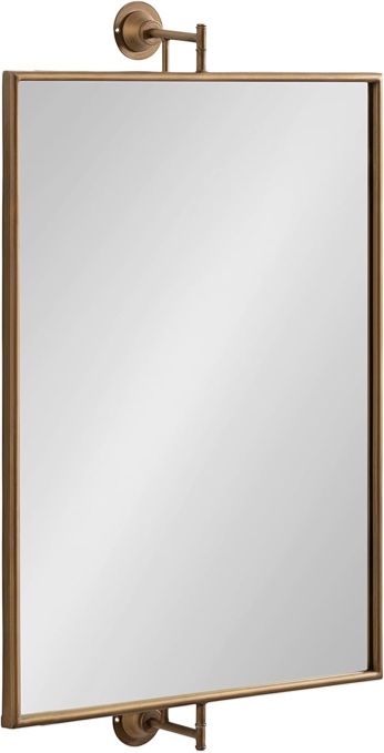 Kate and Laurel Darbridge Traditional Rectangle Pivot Mirror, 20 x 31, Gold, Vintage Adjustable Rectangular Bathroom Wall Mirror for Use Horizontally or Vertically Silver 20x31
