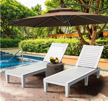 Yitahome Set of 2 Chaise Outdoor Lounge Chairs with Adjustable Backrest, Sturdy Loungers for Patio & Poolside, Easy Assembly & Waterproof