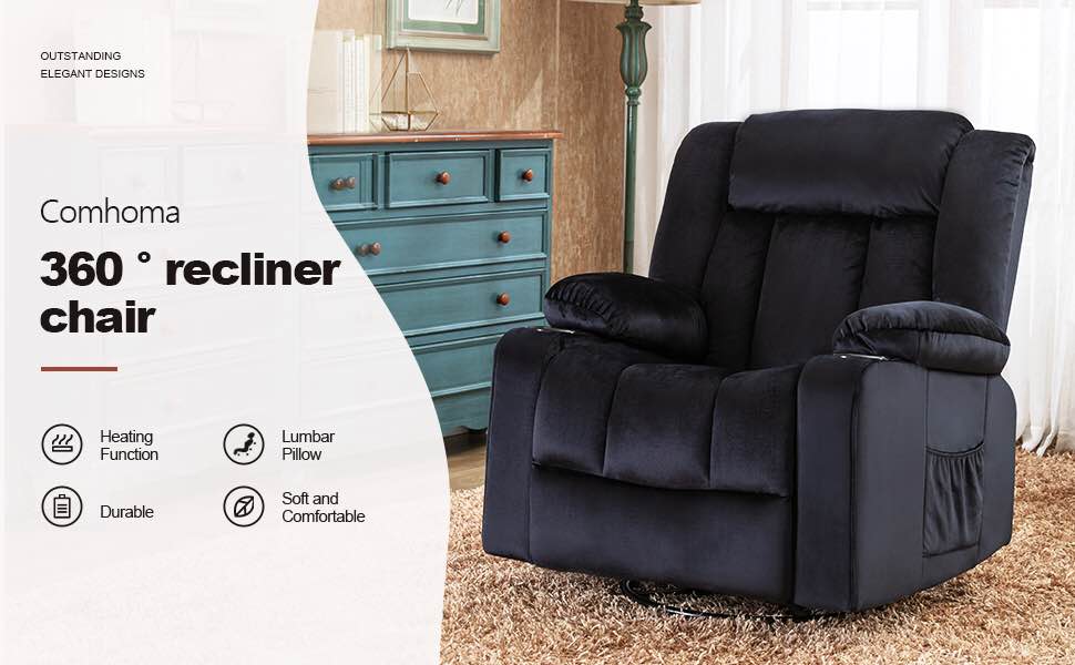 ComHoma Massage Swivel Recliner H1148, Gray