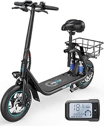 GYROOR PRO Electric Scooter with Seat for Adults, 20 Miles Distance 450W Motor up to 15.5Mph Smart LCD Display Commuting Electric Scooter with Basket