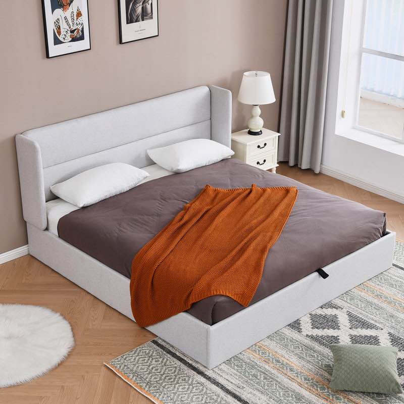 Gaillarde Hydraulic Lift Up Storage Upholstered Platform Bed, Beige
