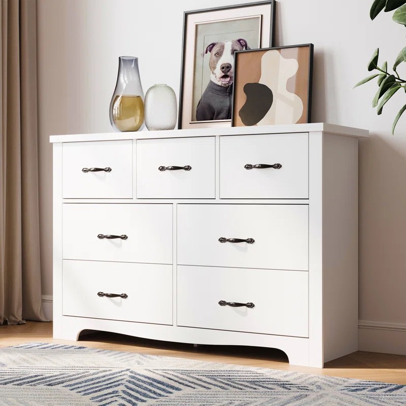 Anjuan 7 Drawer 47.2" W Double Dresser, White