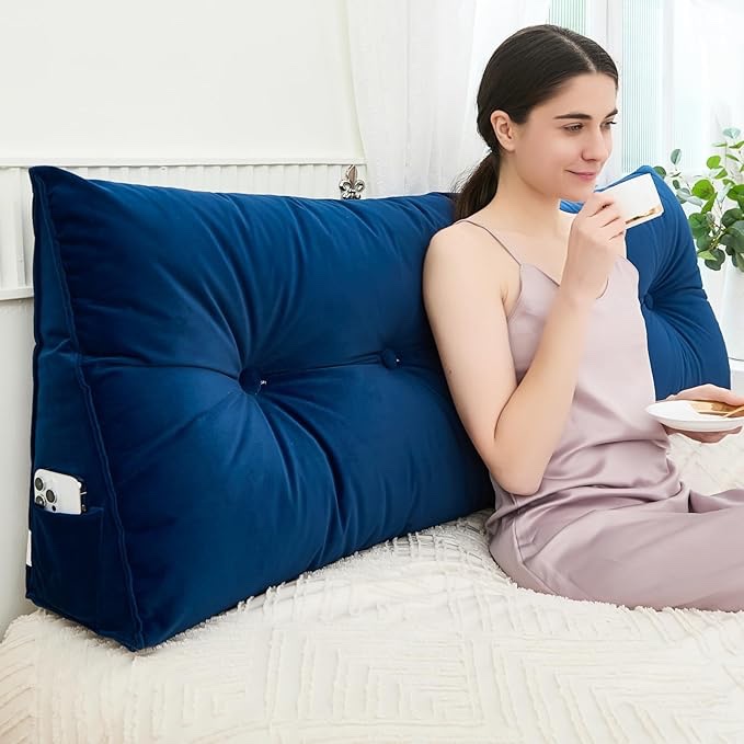Headboard Pillow for Bed,Triangular Wedge Pillow Headboard Positioning Support While Reading and Resting,Cushion Headboard with Washable Cover, Filled with Cotton (Coffee,Twin) Twin :39x8x20 Inches Coffee