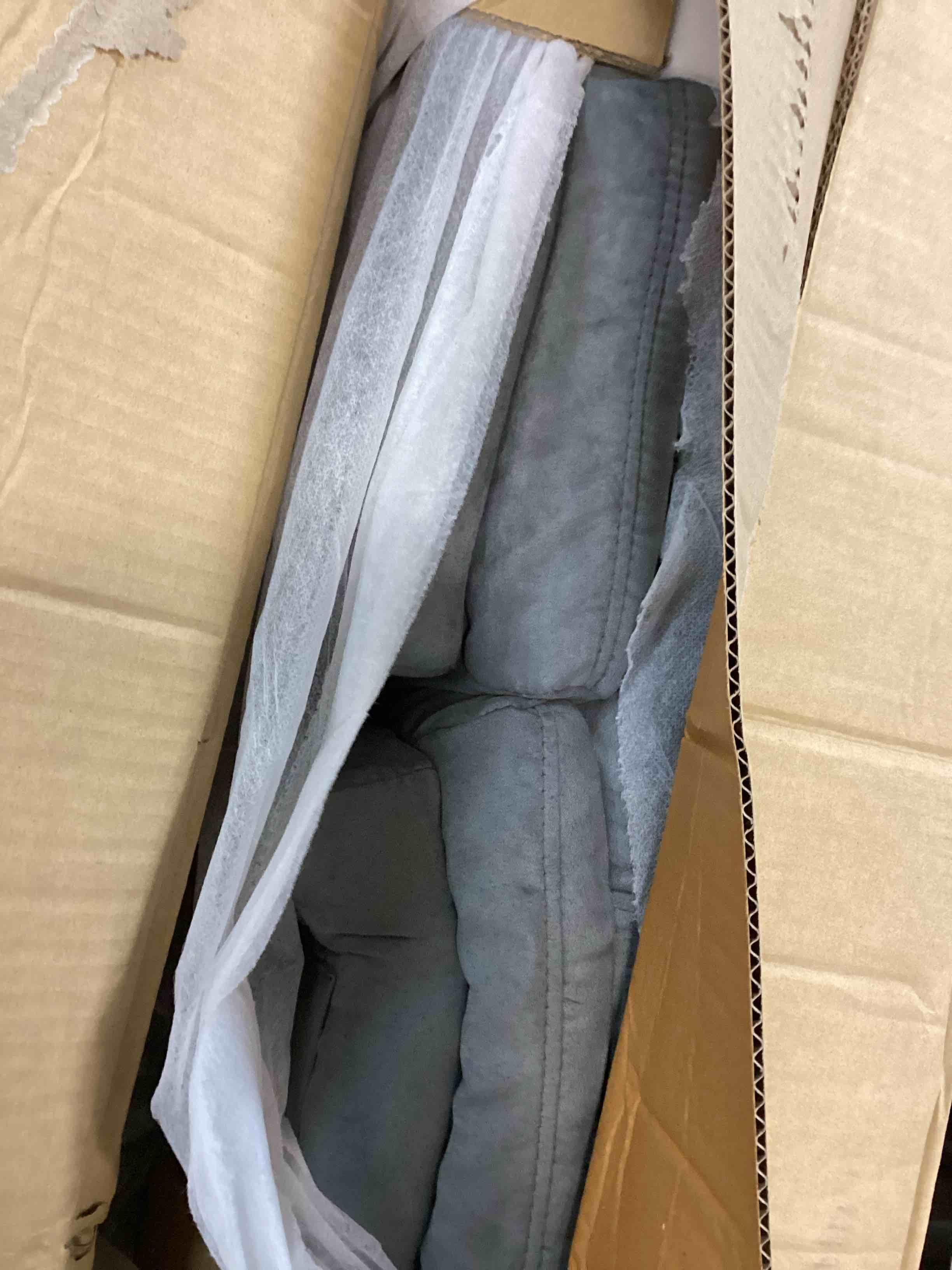 Mainstay.. Memory Foam Futon, gray Suede, Fabric, Wood, Metal + Free