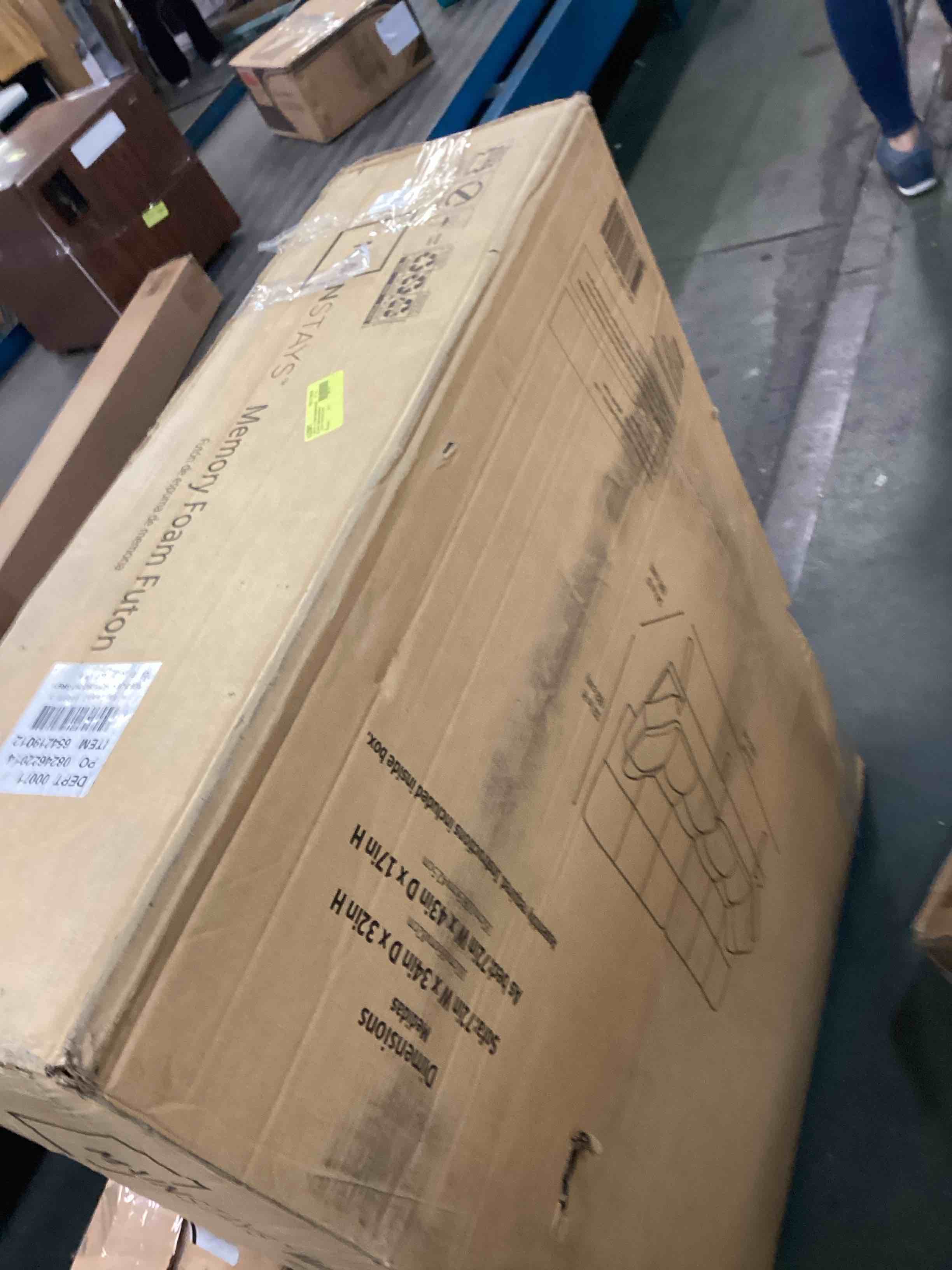 Mainstay.. Memory Foam Futon, gray Suede, Fabric, Wood, Metal + Free