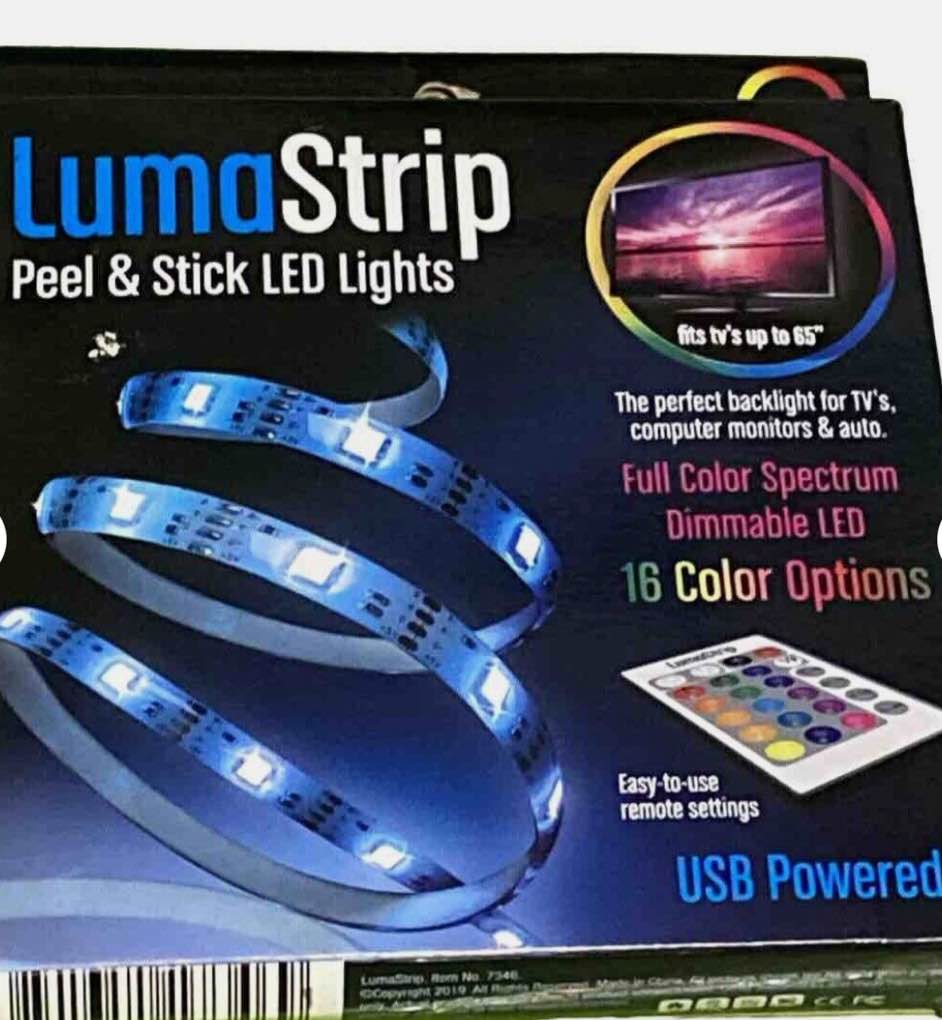 2 Sets Lumastrip Peel & Stick LED Lights Remote USB Powered 16 Colors Dimmable