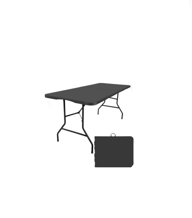 SUGIFT 6 ft Rectangular Black Plastic Folding Table