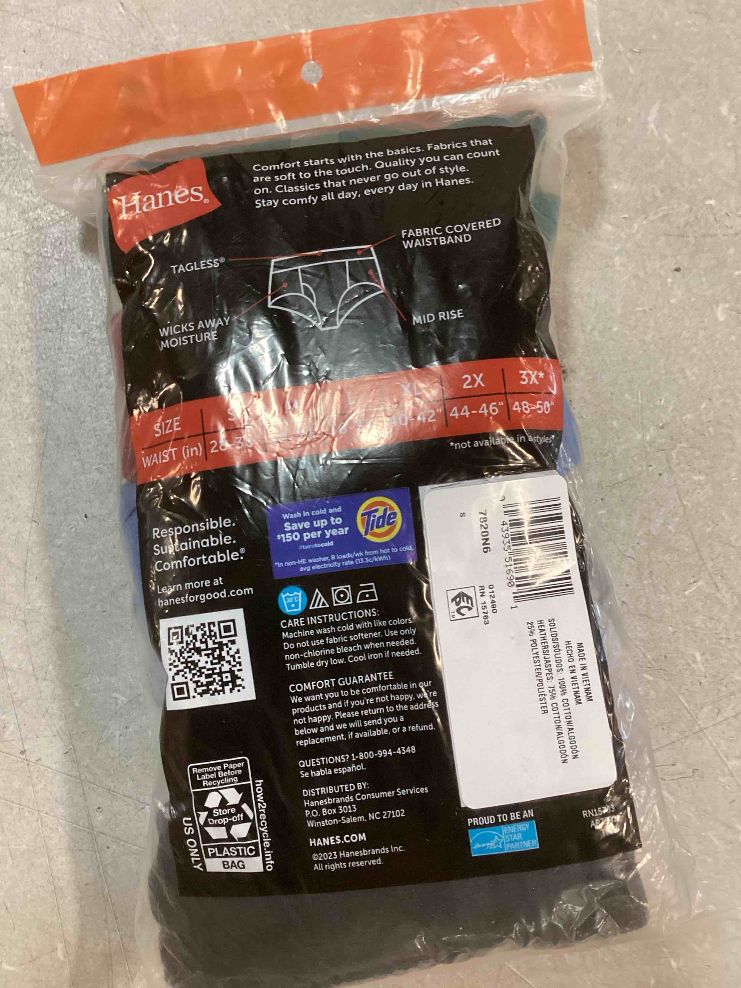 SMALL Hanes Men's Underwear Briefs, MidRise, MoistureWicking, 6Pack