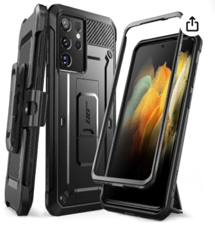 SUPCASE for Samsung Galaxy S21 Ultra Case with Stand (Unicorn Beetle Pro), [Built-in Front Frame & Belt-Clip] [Military-Grade Protection] Full-Body Rugged Phone Case for Galaxy S21 Ultra, Black