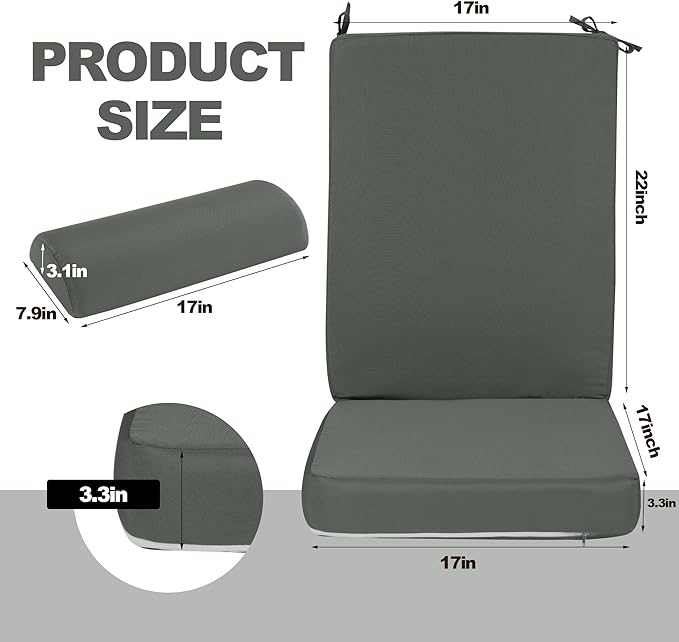 (Similar) ROYALAY Rocking Cushion Set, Non-Slip Back and Seat Cushion with Adjustable Longue Head Pillow, Machine Washable Chair Pads, Detachable Neck Pillow Back Support for Indoor Outdoor Rocker? Grey