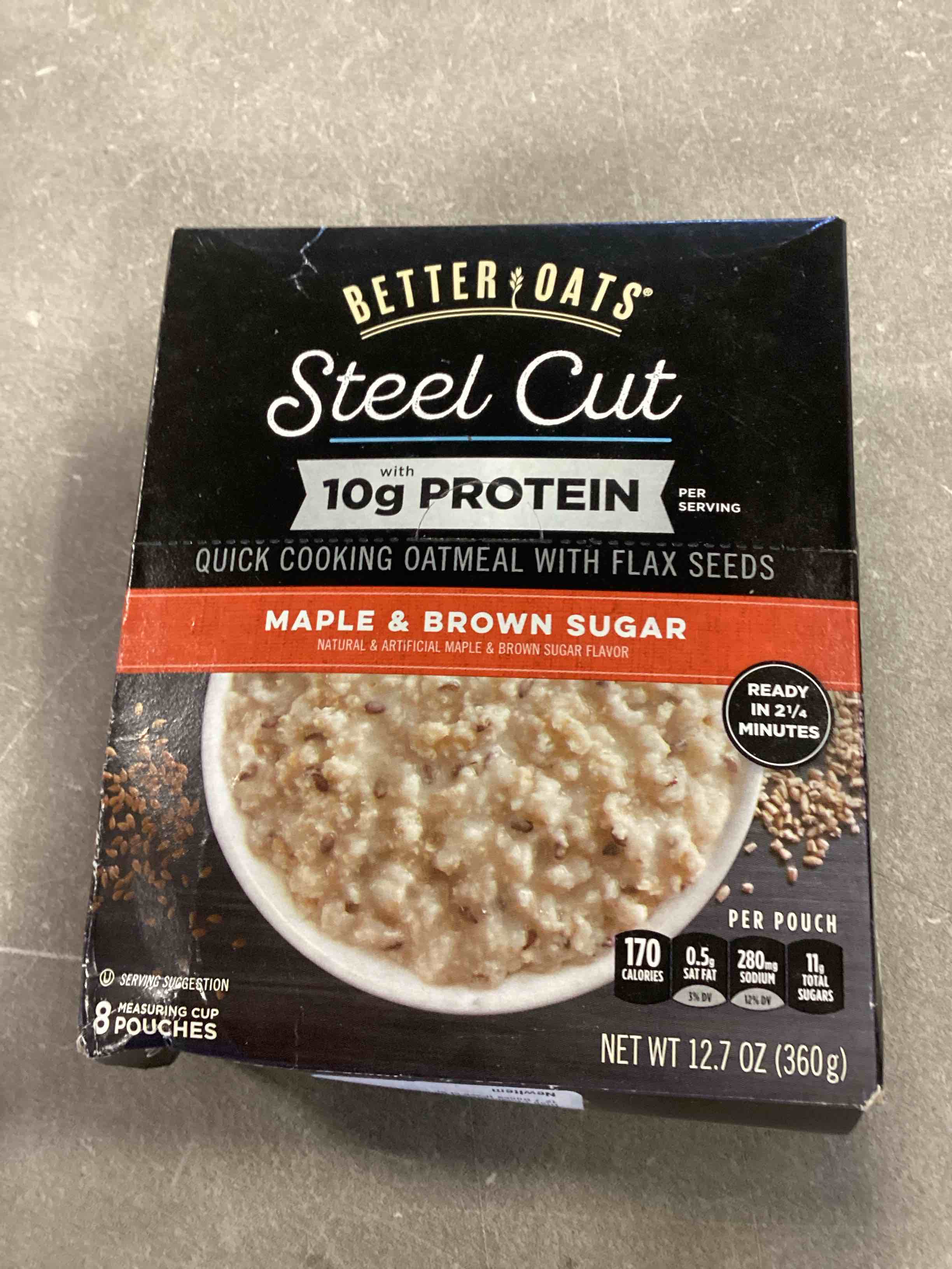 Better Oats Steel Cut Protein Oatmeal Packets, Maple and Brown Sugar