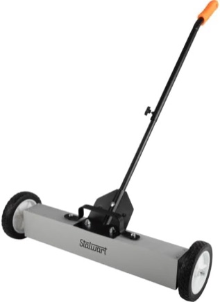 Magnetic Sweeper with Wheels - 24-Inch Rolling Nail Magnet Tool - Magnetic Pickup Tool with Adjustable Handle and 30 to 50-Pound Capacity by Stalwart