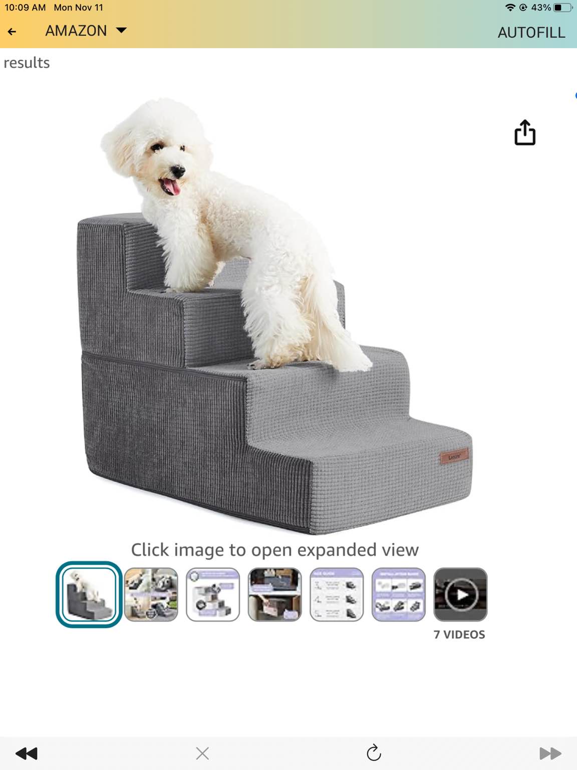 Lesure Dog Stairs for Small Dogs - Pet Stairs for High Beds and Couch, Folding Pet Steps with CertiPUR-US Certified Foam for Cat and Doggy, Non-Slip Bottom Dog Steps, Grey, 4 Steps
