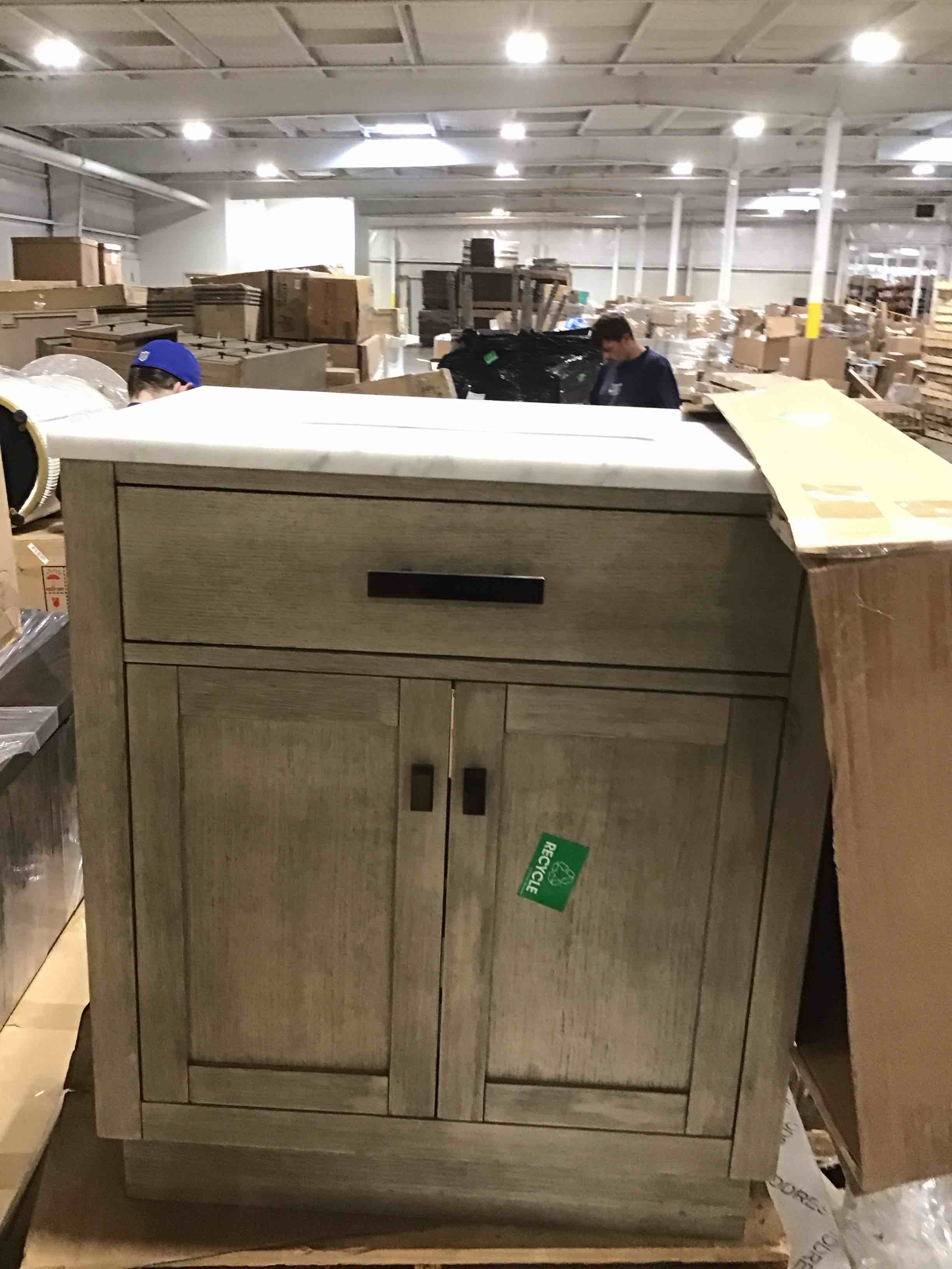 Ove Decors Bailey 36" Bathroom Vanity and Sink with Engineered Quartz Countertop, Pre-Assembled | Backsplash Included | 02 Doors, 01 Tilt-Down Drawer, Driftwood Oak
