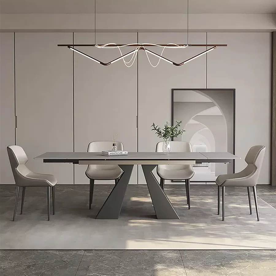 Martrail 63" to 95" Extendable Sintered Stone Dining Table for 4-10