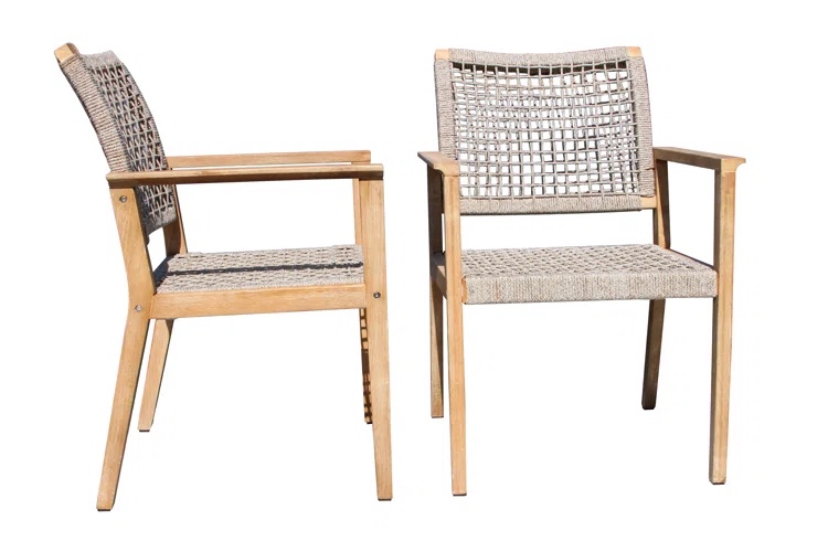 Wheat Rope and Antique Wash Eucalyptus Dining Chair, Set of 2
