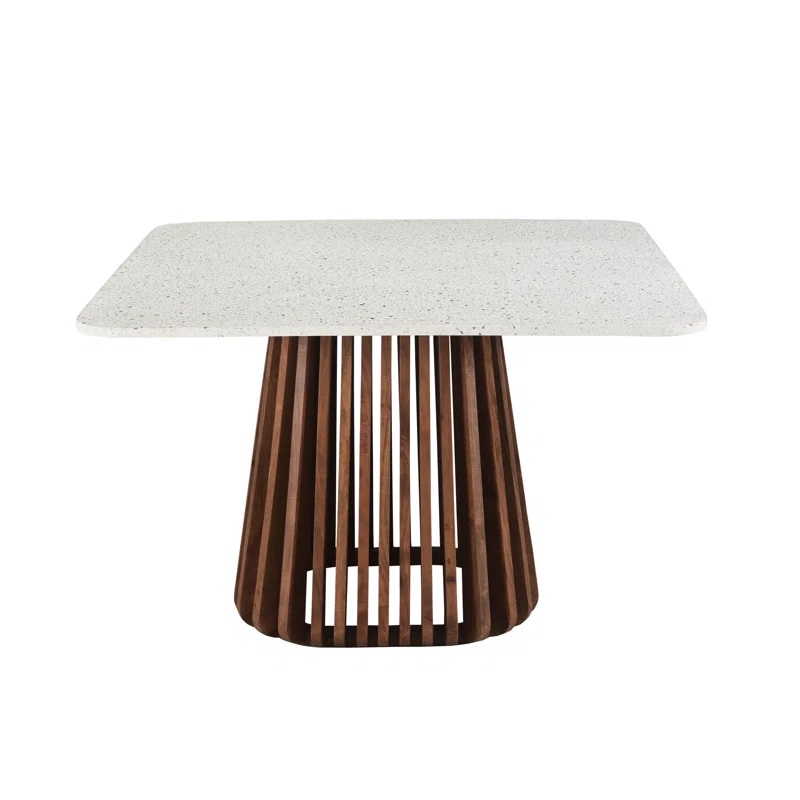 Kendall 46" Solid Wood & Terrazzo Square Dining Table
