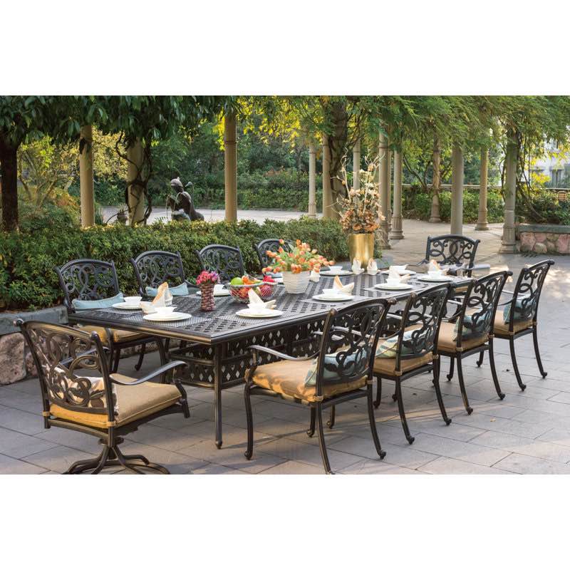 Charlemont 11-Piece Patio Dining Set with Cushions and 46 x 120'' Rectangular Dining Table