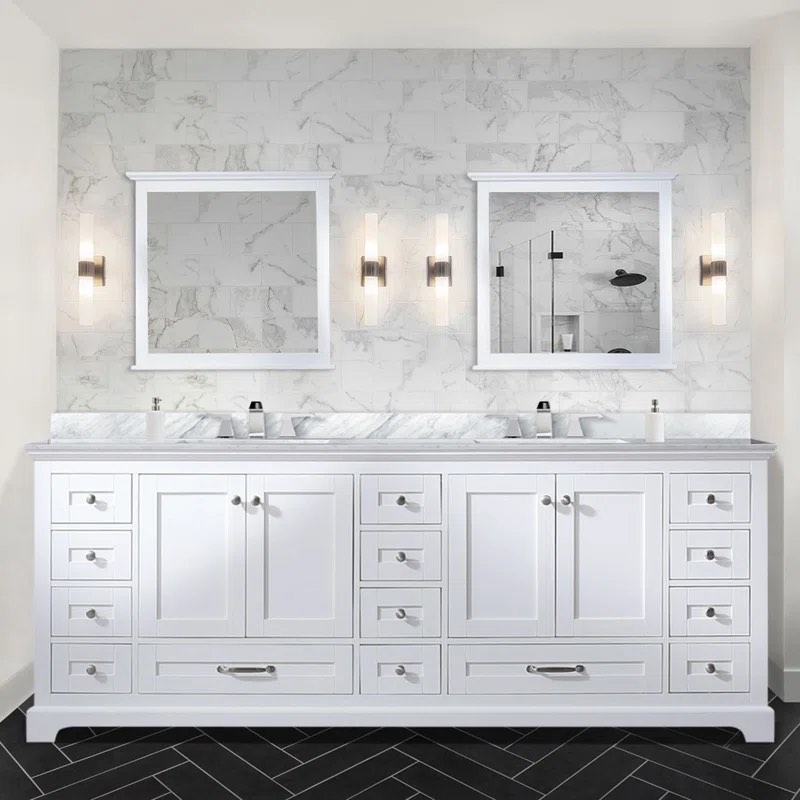 Dukes 84 in. W x 22 in. D Double Sink White Quartz Top