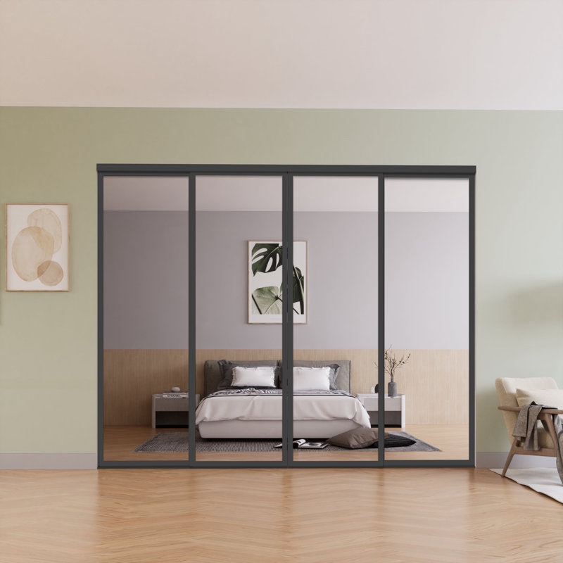 4 - Panel Clear Glass Sliding Closet Doors, Room Divider