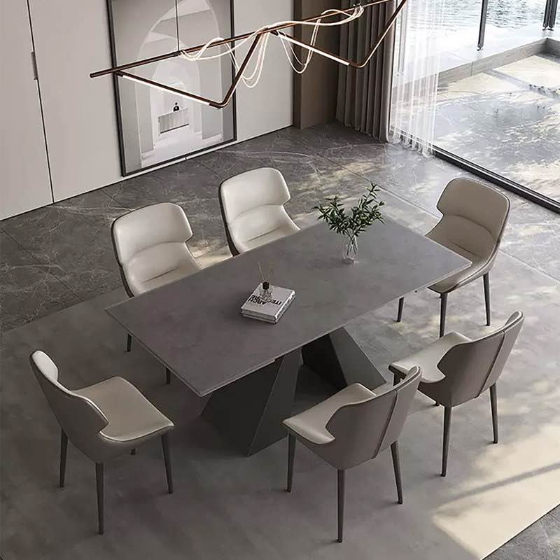Martrail 63" to 95" Extendable Sintered Stone Dining Table for 4-10, Black Matte Sintered Stone Table top