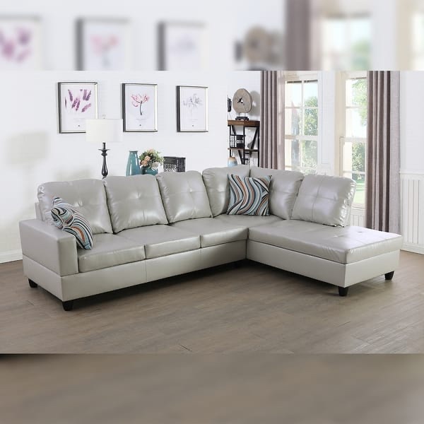 Star Home Living 2-piece Left Facing Faux Leather Sectional Sofa Set, Powder