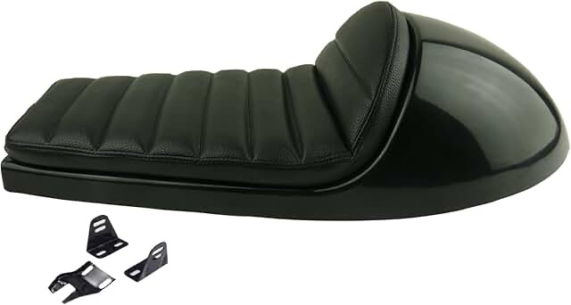 Black Hump Retro Motorcycle Cafe Racer Seat Vintage Style Cushion Saddle for Motorcycle Retro Look Modification (Vintage Matte Black Base Finish,Subframe Modification is Required)