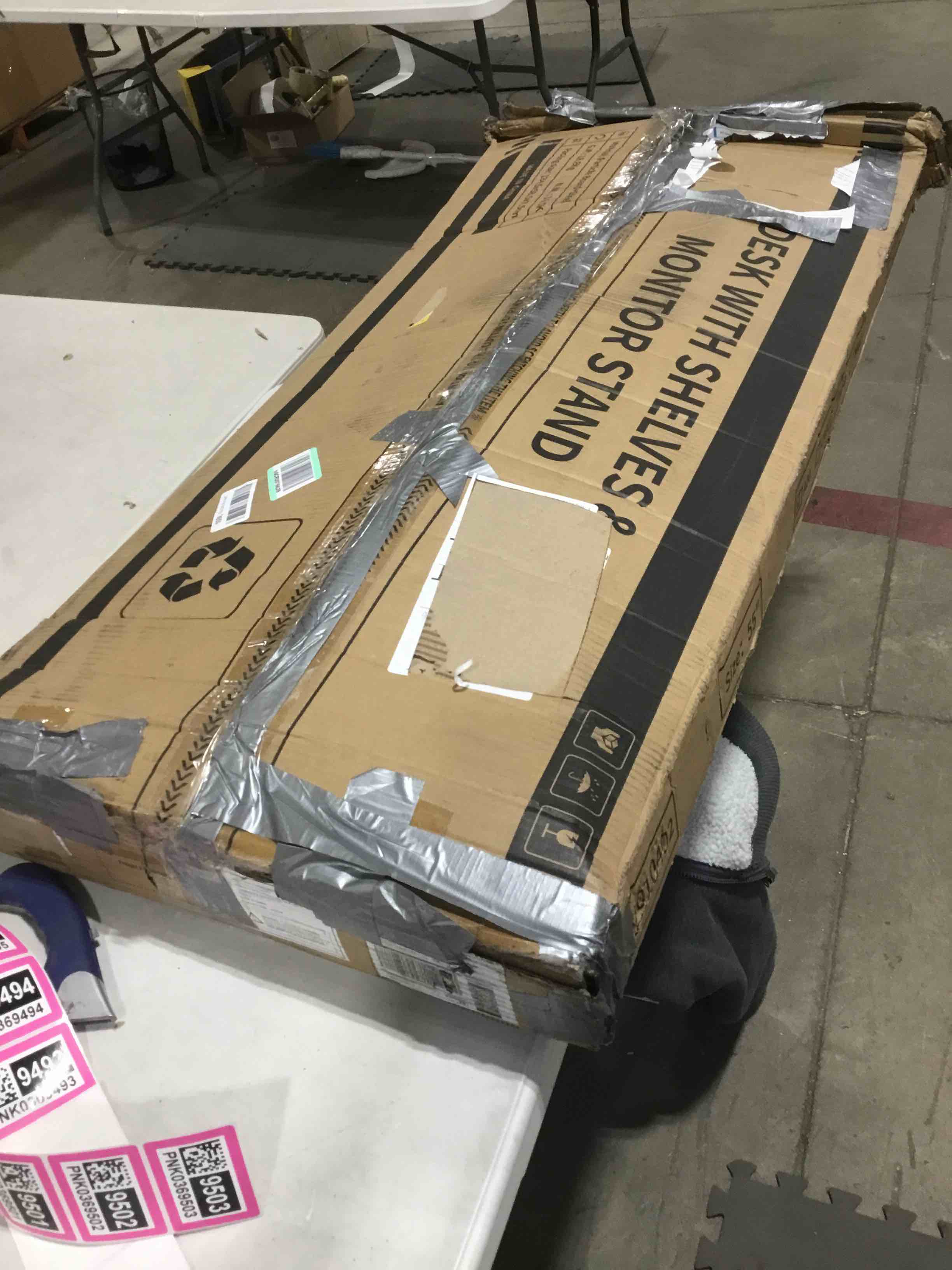 ODK Office Small Computer Desk: Home Table with Fabric Drawers & Storage Shelves, Modern Writing Desk, Black, 48"x16"