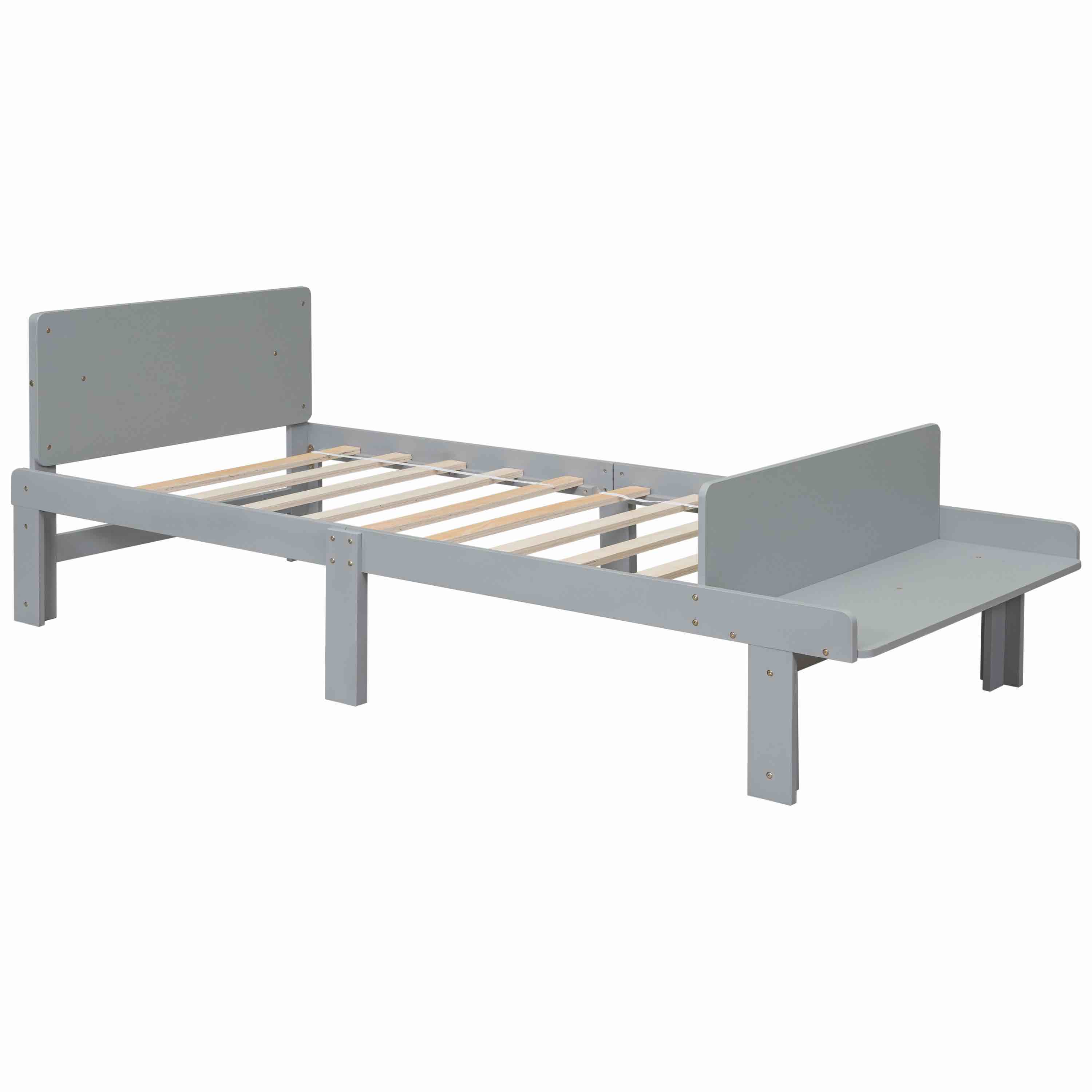 ZNTS Twin Bed with Footboard Bench,Grey W50489974