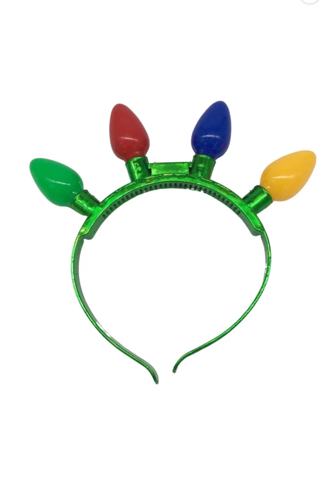 Christmas LED Headband Light Up Bulb with 4 Colorful LED Bulbs for Adults Christmas Party Supplies Xmas Accessories
