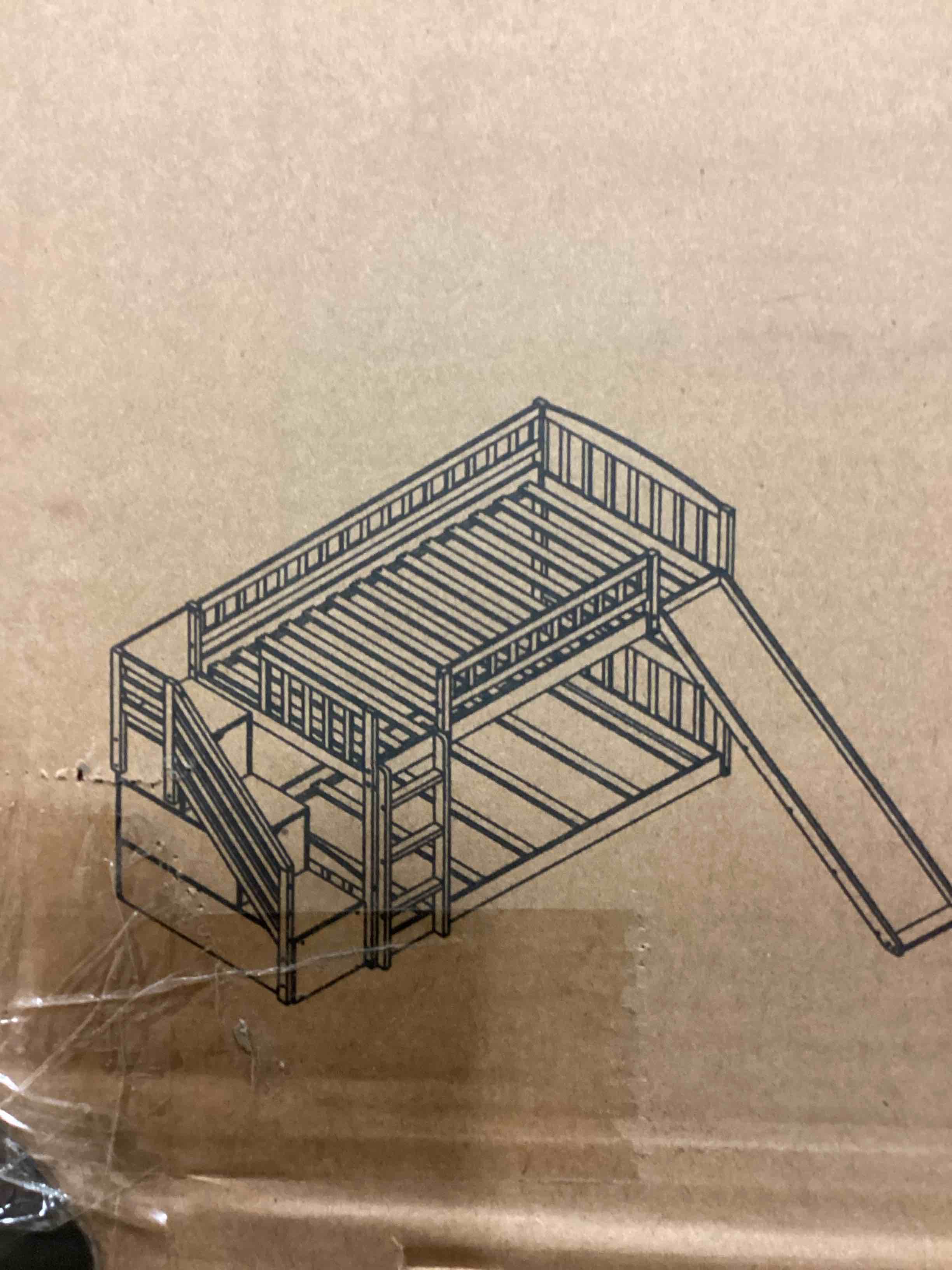 Sleek Design Bunk Bed With Stairs And Slide, Gray WF286290AAE, 2 Out Of 3 Boxes For Pick Up, Only Missing 1 Box!